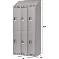 Lockers, 2 -tier, Bank of 3, 36" x 18" x 82", Steel, Grey, Knocked Down NRZ Safety Inc.