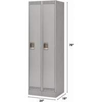 Lockers, Bank of 2, 24" x 18" x 76", Steel, Grey, Knocked Down NRZ Safety Inc.