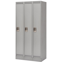 Lockers, Bank of 3, 36" x 18" x 76", Steel, Grey, Knocked Down NRZ Safety Inc.