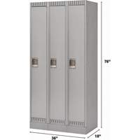 Lockers, Bank of 3, 36" x 18" x 76", Steel, Grey, Knocked Down NRZ Safety Inc.