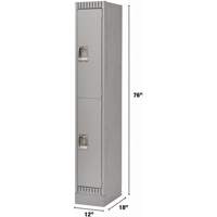 Lockers, 2 -tier, 12" x 18" x 76", Steel, Grey, Knocked Down NRZ Safety Inc.