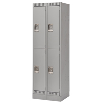Lockers, 2 -tier, Bank of 2, 24" x 18" x 76", Steel, Grey, Knocked Down NRZ Safety Inc.