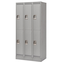 Lockers, 2 -tier, Bank of 3, 36" x 18" x 76", Steel, Grey, Knocked Down NRZ Safety Inc.