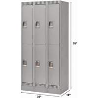 Lockers, 2 -tier, Bank of 3, 36" x 18" x 76", Steel, Grey, Knocked Down NRZ Safety Inc.