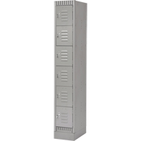 Lockers, 6 -tier, 12" x 18" x 76", Steel, Grey, Knocked Down NRZ Safety Inc.