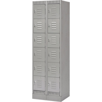 Lockers, 6 -tier, Bank of 2, 24" x 18" x 76", Steel, Grey, Knocked Down NRZ Safety Inc.