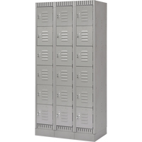 Lockers, 6 -tier, Bank of 3, 36" x 18" x 76", Steel, Grey, Knocked Down NRZ Safety Inc.