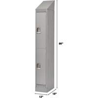 Lockers, 2 -tier, 12" x 18" x 86", Steel, Grey, Knocked Down NRZ Safety Inc.