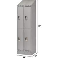 Lockers, 2 -tier, Bank of 2, 24" x 18" x 86", Steel, Grey, Knocked Down NRZ Safety Inc.