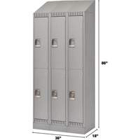 Lockers, 2 -tier, Bank of 3, 36" x 18" x 86", Steel, Grey, Knocked Down NRZ Safety Inc.