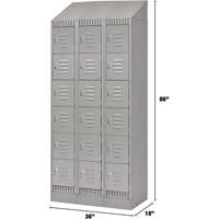 Lockers, 6 -tier, Bank of 3, 36" x 18" x 86", Steel, Grey, Knocked Down NRZ Safety Inc.