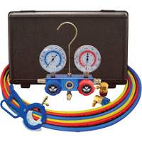 Dual Manifold Gauge Set with 3-in-1 Side Mount Can Tap Valve NRZ Safety Inc.