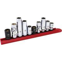 Jeu de douilles chrom&eacute;es avec rail, 10 Morceaux, Prise de 1/4"/3/8" NRZ Safety Inc.