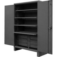 Armoire tr&egrave;s robuste avec tablettes coulissantes, Acier, 4 Tablettes, 78" h x 48" la x 24" P, Gris NRZ Safety Inc.