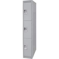 Lockers, 3 -tier, 12" x 18" x 72", Steel, Grey, Knocked Down NRZ Safety Inc.