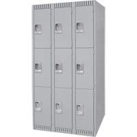 Lockers, 3 -tier, Bank of 3, 36" x 18" x 72", Steel, Grey, Knocked Down NRZ Safety Inc.