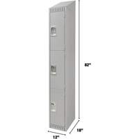 Lockers, 3 -tier, 12" x 18" x 82", Steel, Grey, Knocked Down NRZ Safety Inc.