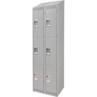 Lockers, 3 -tier, Bank of 2, 24" x 18" x 82", Steel, Grey, Knocked Down NRZ Safety Inc.
