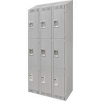Lockers, 3 -tier, Bank of 3, 36" x 18" x 82", Steel, Grey, Knocked Down NRZ Safety Inc.