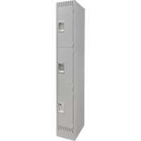 Lockers, 3 -tier, 12" x 18" x 76", Steel, Grey, Knocked Down NRZ Safety Inc.