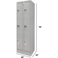 Casiers, 3 niveaux, Bloc de 2, 24" x 18" x 76", Acier, Gris, D&eacute;mont&eacute; NRZ Safety Inc.