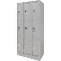Casiers, 3 niveaux, Bloc de 3, 36" x 18" x 76", Acier, Gris, D&eacute;mont&eacute; NRZ Safety Inc.