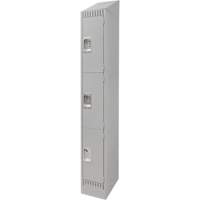 Lockers, 3 -tier, 12" x 18" x 86", Steel, Grey, Knocked Down NRZ Safety Inc.