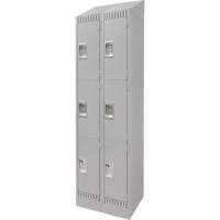 Lockers, 3 -tier, Bank of 2, 24" x 18" x 86", Steel, Grey, Knocked Down NRZ Safety Inc.