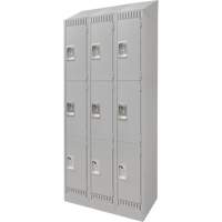 Lockers, 3 -tier, Bank of 3, 36" x 18" x 86", Steel, Grey, Knocked Down NRZ Safety Inc.