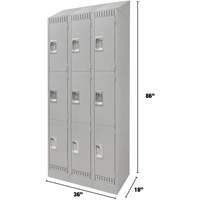 Lockers, 3 -tier, Bank of 3, 36" x 18" x 86", Steel, Grey, Knocked Down NRZ Safety Inc.