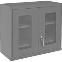 Armoire de rangement murale avec portes transparentes, 26-15/16" h x 29-7/8" la x 13-11/16" p, 2 tablettes, Acier, Gris NRZ Safety Inc.