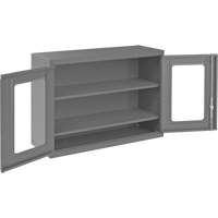 Armoire de rangement murale avec portes transparentes, 26-15/16" h x 35-7/8" la x 13-11/16" p, 2 tablettes, Acier, Gris NRZ Safety Inc.