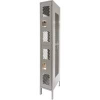 Vented Lockers, 2 -tier, 12" x 18" x 78", Steel, Grey, Knocked Down, Perforated NRZ Safety Inc.