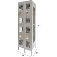 Casiers ventil&eacute;s, 2 niveaux, Bloc de 2, 24" x 18" x 78", Acier, Gris, D&eacute;mont&eacute;, Perfor&eacute; NRZ Safety Inc.