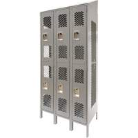 Casiers ventil&eacute;s, 2 niveaux, Bloc de 3, 36 x 18" x 88", Acier, Gris, D&eacute;mont&eacute;, Perfor&eacute; NRZ Safety Inc.