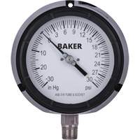 Manom&egrave;tre,  4-1/2", 30"-0-30 psi, Fixation inf&eacute;rieure, Analogique rempli de liquide NRZ Safety Inc.