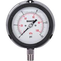 Manom&egrave;tre,  4-1/2", 0 - 15 psi/0 - 100 kPa, Fixation inf&eacute;rieure, Analogique rempli de liquide NRZ Safety Inc.