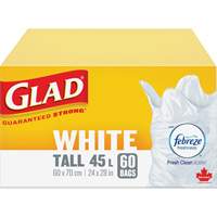 Tall 45L Febreze Garbage Bags, Regular, 24" W x 28" L, White NRZ Safety Inc.