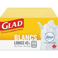 Tall 45L Febreze Garbage Bags, Regular, 24" W x 28" L, White NRZ Safety Inc.