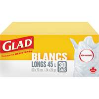 Tall 45L Unscented Garbage Bags, Regular, 24" W x 28" L, White NRZ Safety Inc.