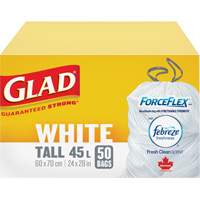 Tall 45L Febreze Garbage Bags, Regular, 24" W x 28" L, White NRZ Safety Inc.