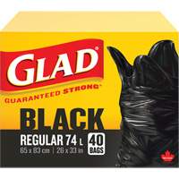 74L Garbage Bags, Regular, 26" W x 33" L, Black NRZ Safety Inc.