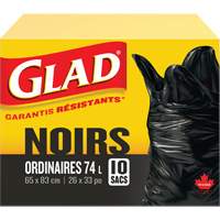 74L Garbage Bags, Regular, 26" W x 33" L, Black NRZ Safety Inc.