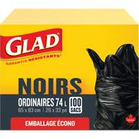 74L Garbage Bags, Regular, 26" W x 33" L, Black NRZ Safety Inc.