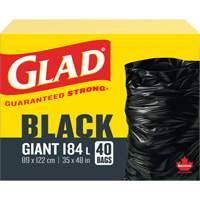 184L Garbage Bags, Regular, 35" W x 48" L, Black NRZ Safety Inc.