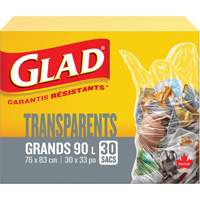 90L Garbage Bags, Regular, 30" W x 33" L, Clear NRZ Safety Inc.