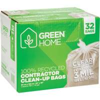 Green Home Garbage Bags, Strong, 33" W x 48" L, 3 mils, Clear, 159 L (42 Gal.) Capacity NRZ Safety Inc.