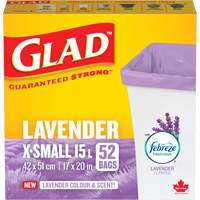 Glad&reg; Lavender Coloured & Scented Bags, Strong, 17" W x 20" L, Purple, 15 L (3.96 Gal.) Capacity NRZ Safety Inc.