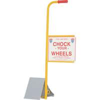 Wheel Chock with Handle & Sign, 7" W x 11-7/8" D x 7-11/16" H NRZ Safety Inc.
