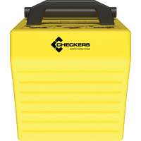 Cale de roue ultra-robuste pour l'exploitation mini&egrave;re Checkers Safety, PEHD, Jaune, 14-1/2" la x 17-1/2" p x 16" h NRZ Safety Inc.